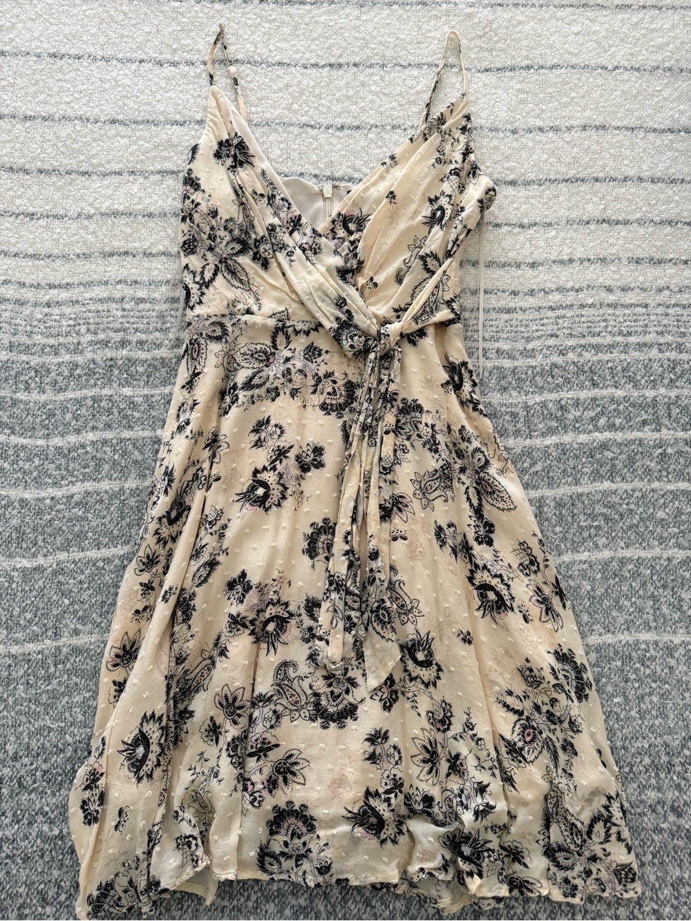 Express Cream Floral Wrap Mini Dress